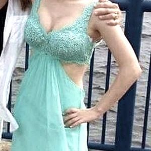 La Femme Seafoam satin formal, Size 00, worn once.